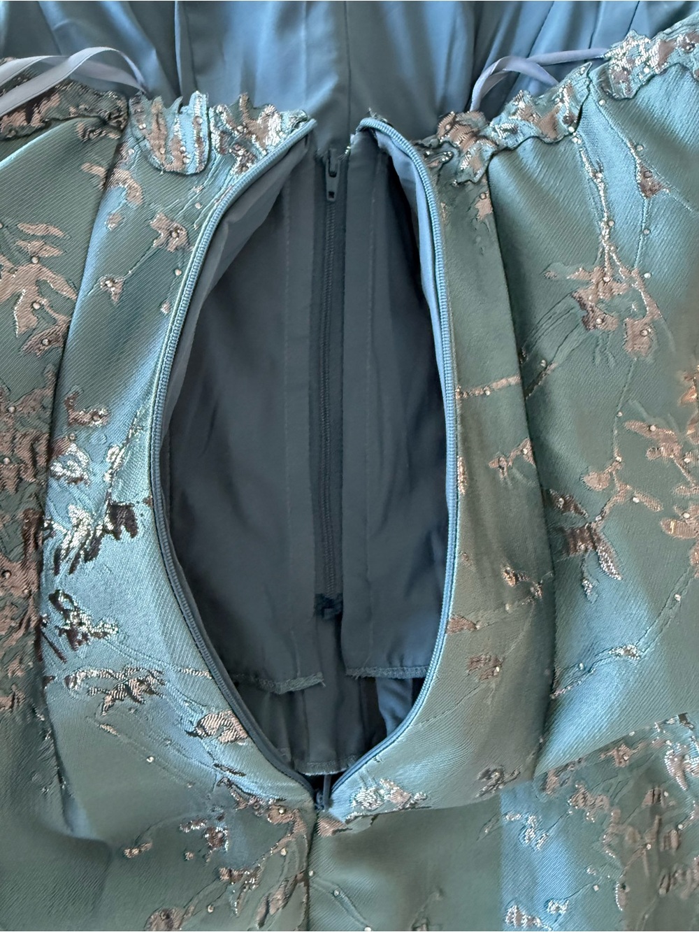 Rene Ruiz Sage Green Embroidered Evening Gown - Picture 9 of 11